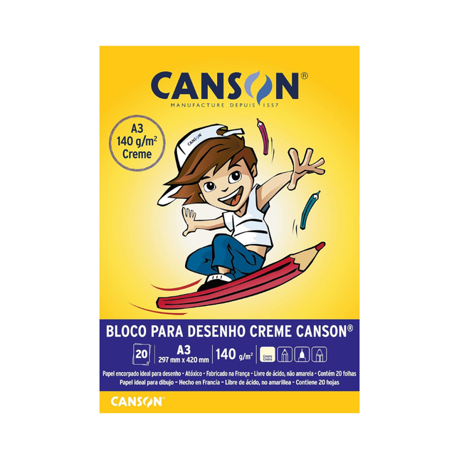 Papel Desenho Canson A3 297X420mm Creme 20FLS - 66667073