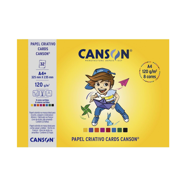 Papel Estudante Criativo Canson 8 Cor 120g 235X425 Com 32 Unidades Fls - 66667158
