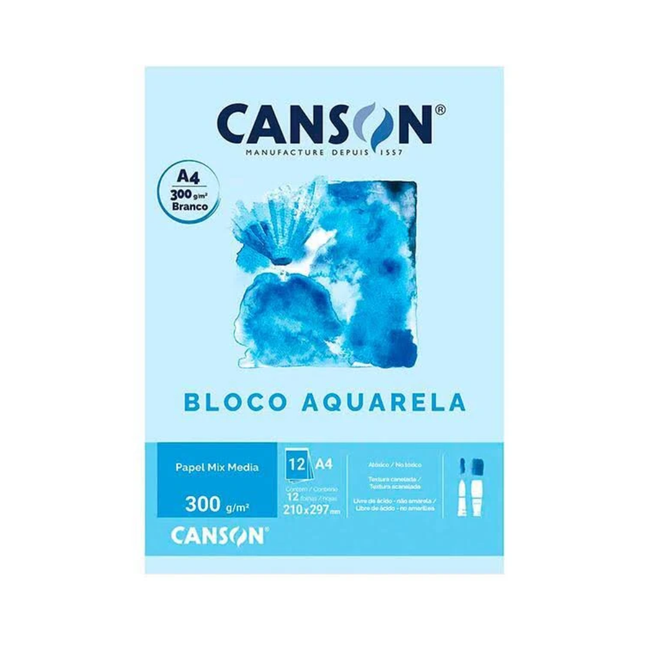 Bloco Aquarela Universitario Canson 12FLS A4 300GM2 - 66667180