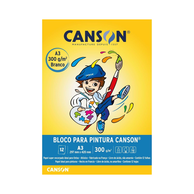 Papel Escolar Pintura Canson A3 300gr 12FLS - 66667092