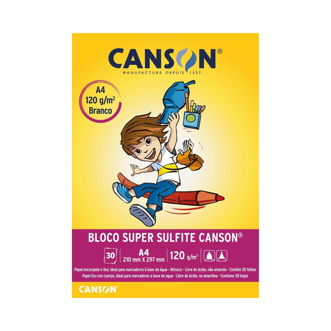 Papel Desenho Liso Canson A4 120gr 30FLS - 66667093