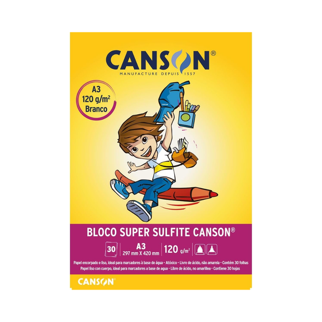 Papel Desenho Liso Canson A3 120gr 30FLS - 66667094