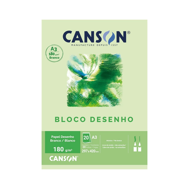 Papel Desenho A-3 Canson 1805g 20FLS Cor Branco Com 01 Unidade - 66667165