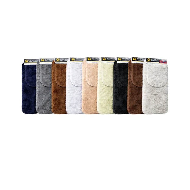 Tapete Banheiro Poliester Com 03 Unidades Pcs - LT23199