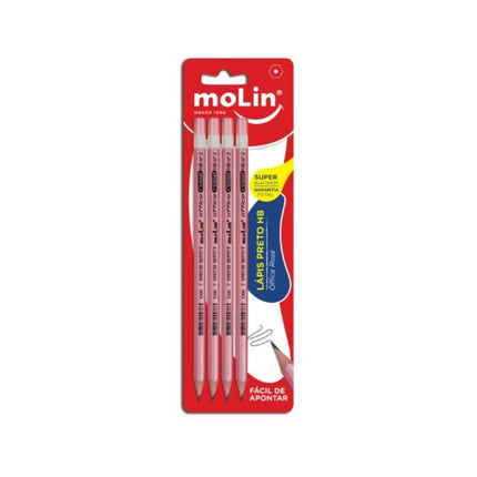 Lapis Grafite Molin Office Rose Preto Com 04 Unidades - 13380