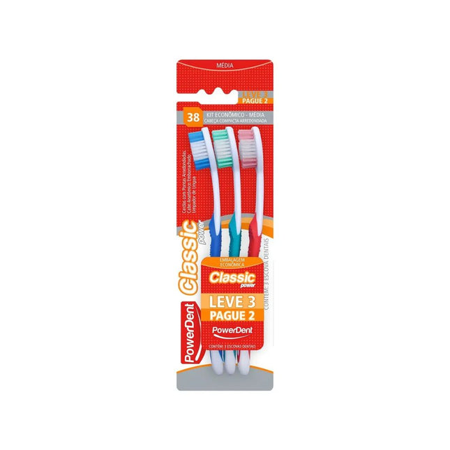 Escova Dental Powerdent Kit Classic Media LV3PG2 - 1459