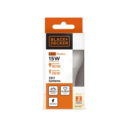 Lampada Black Decker LED Bulbo 15W 6500K Branca - BDA6-01300/02