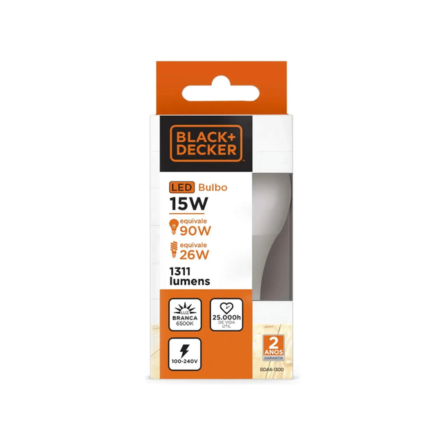 Lampada Black Decker LED Bulbo 15W 6500K Branca - BDA6-01300/02
