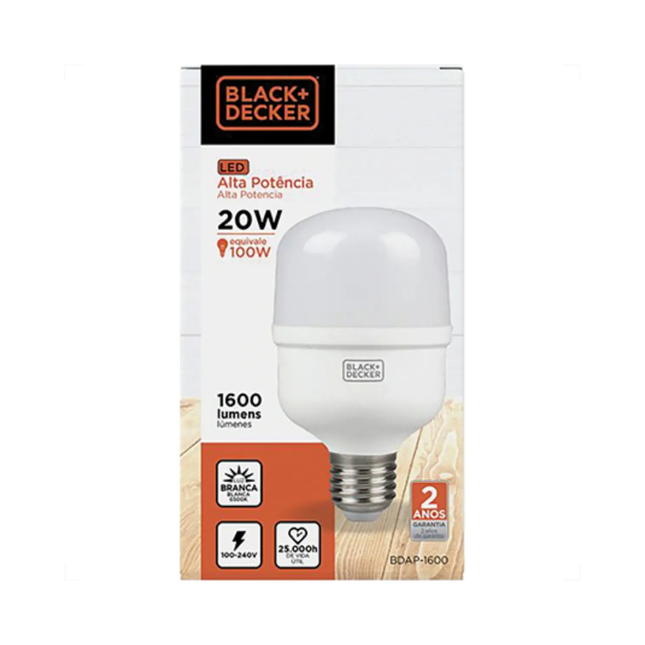 Lampada Black Decker LED Eco 20W 6500K Branca - BDAP-1600-01