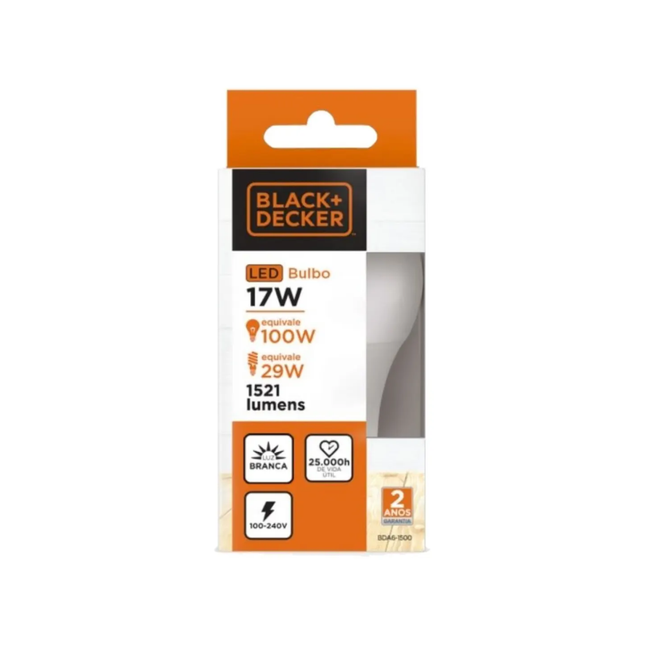 Lampada Black Decker LED Bulbo 17W 6500K Branca - BDA6-1500