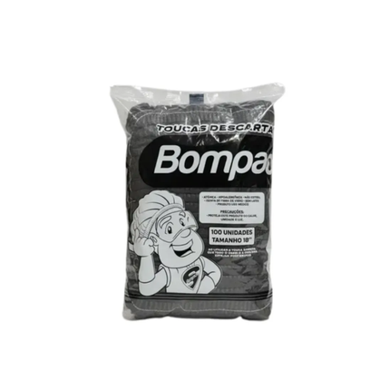 Touca Bompack TNT Preta Sanfonada Com 100 Unidades - 29709