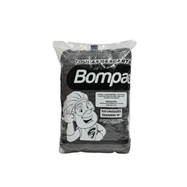 Touca Bompack TNT Preta Sanfonada Com 100 Unidades - 29709