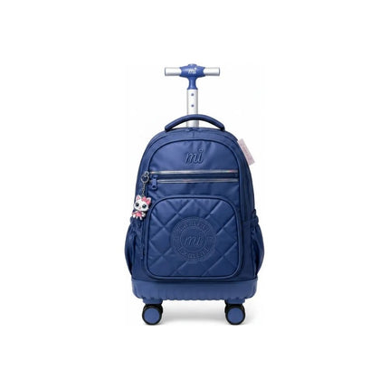 Mochila Matelasse Com Carrinho Aluminio Hard Wheels Back To School Cor Rose E Lilas - 555515