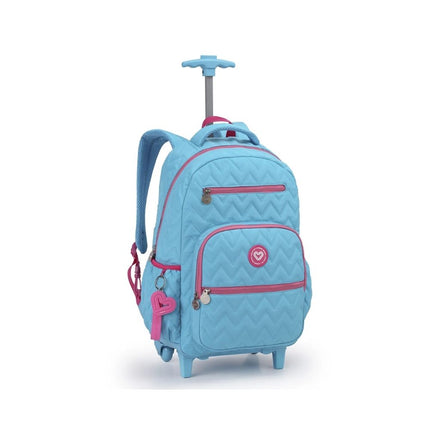 Mochila Matelasse Com Carrinho Aluminio Hard Wheels Back To School Cor Turquesa - 555522