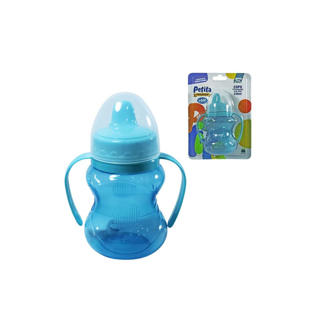 Copo Petita 240ml Com Valvula+Alca Color Azul - 6106-AZ