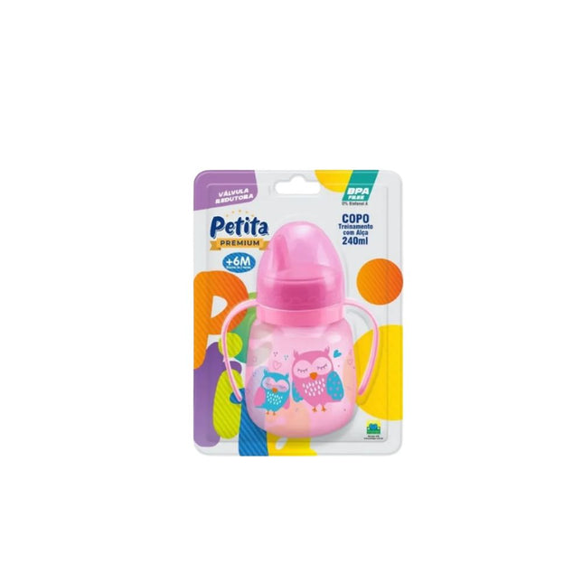 Copo Petita 240ml Com Válvula+ Alça Color Rosa - 6106-rs