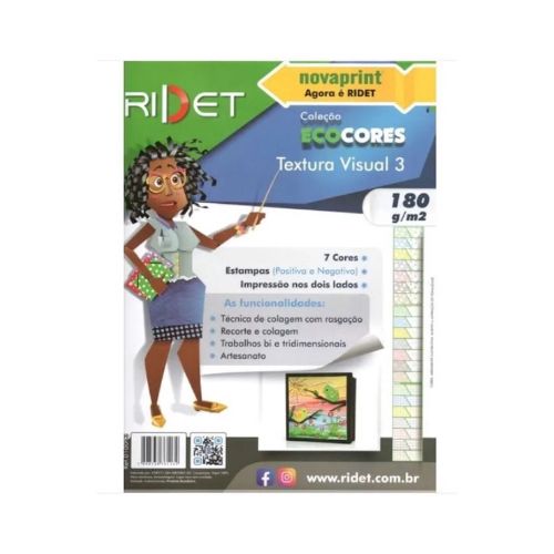 Papel Ecocores Textura 3 180g 32X23cm Com 36 Unidades Fls Ridet - 010013