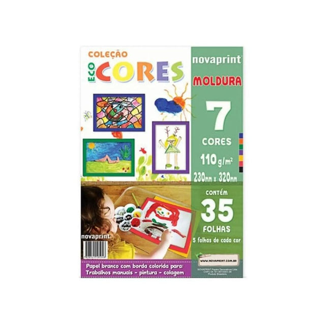 Papel Ecocores Moldura 23X32cm 7 Cores Com 35 Unidades Fls 110g Ridet - 010015