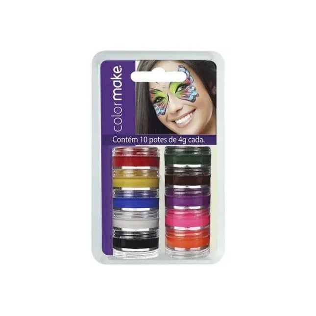 Kit Pintura Facial Pastosa Cartela Com 10 Unidades