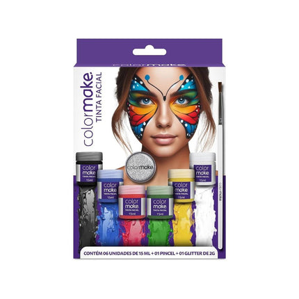 Pintura Facial Yur Pastosa Com Glitter Com 06 Unidades Cores