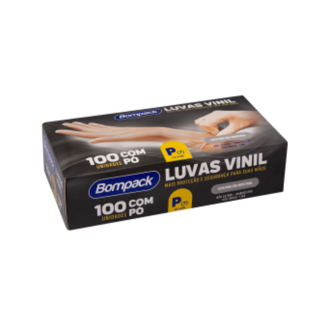 Luva Vinil Bompack Com Po Tamanho .P Caixa Com 100 Unidades - 24231