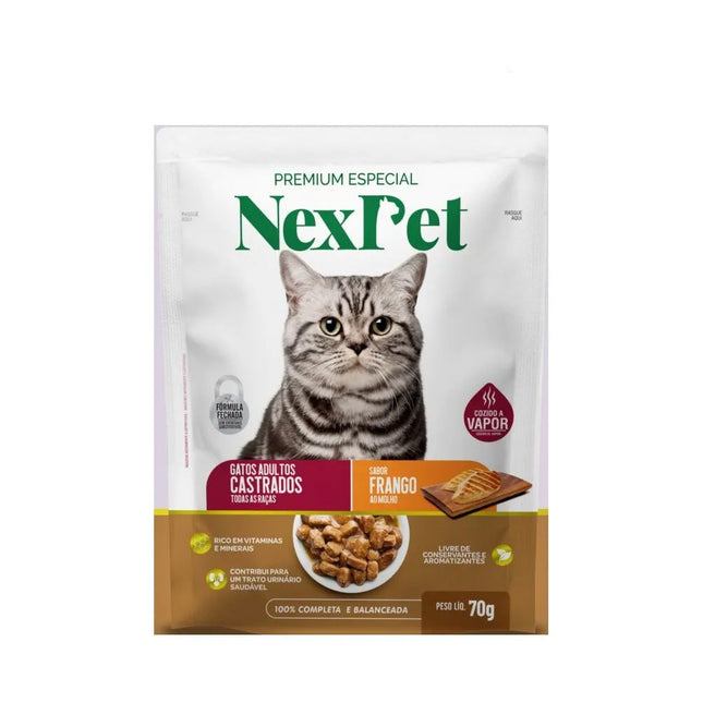 Ração Nexpet Gatos Adultos Castrados Frango Sachê 70g - 0494