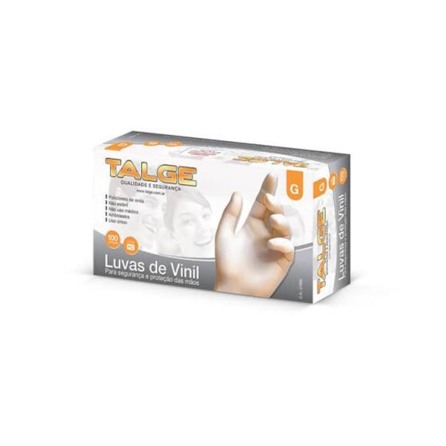 Luva Vinil Talge Descartavel Com Po Tamanho .G Caixa Com 100 Unidades - 7030