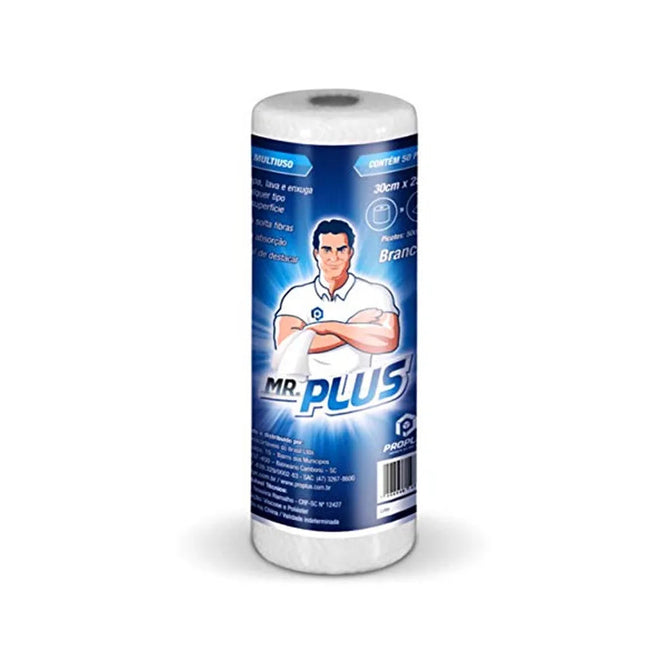 Pano Multiuso Rolo Talge 30Cmx25M Mr.Plus -  1002 Cor Branco