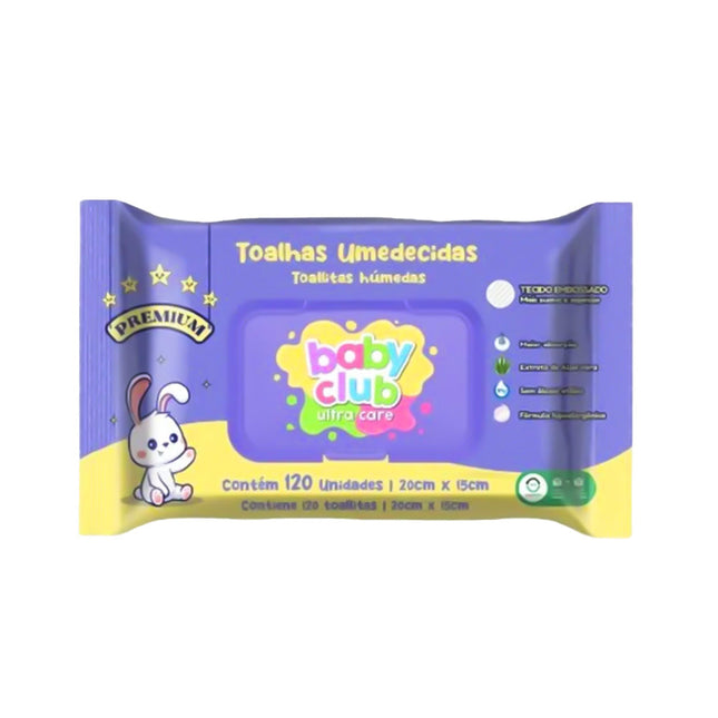 Toalha Umedecida Baby Club Premium Pacote Com 120 Unidades - M21013