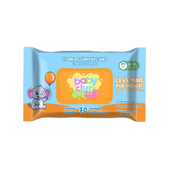 Toalha Umedecida Baby Club Ultra Care Pacote Com 70 Unidades - M21023