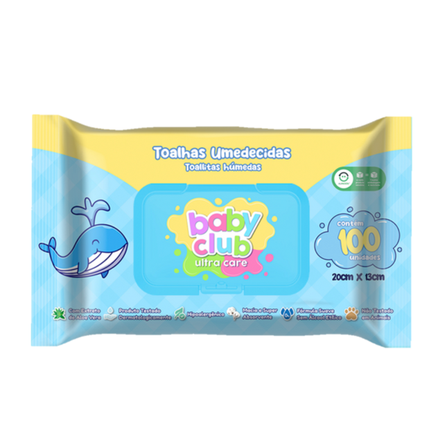 Toalha Umedecida Baby Club Ultra Care Pacote Com 100 Unidades - M21010