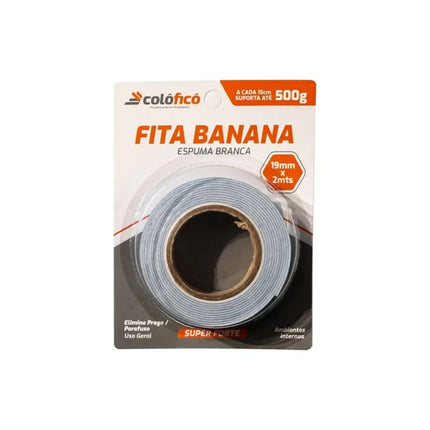 Fita Banana Espuma Colofico Branca Extra Forte 19X2mts - FB19X2