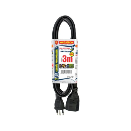 Cordao Megatron Prolongador PP Plano 3X2.50X3M 220V Pt Saco - 413