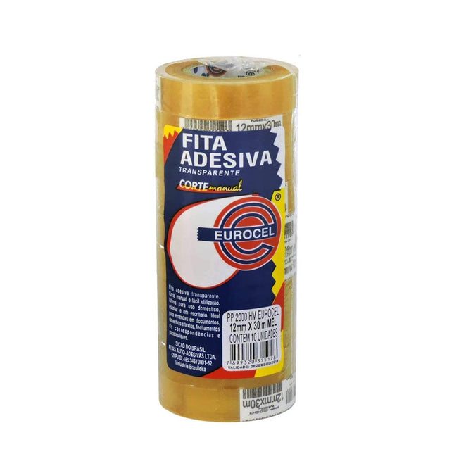 Fita Adesiva Eurocel Pp2000 12x30 Mel Pacote Com 10 Unidades