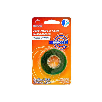 Fita Dupla Face Massa Acrilica Eurocel 19X1.5 Com 01 Unidade