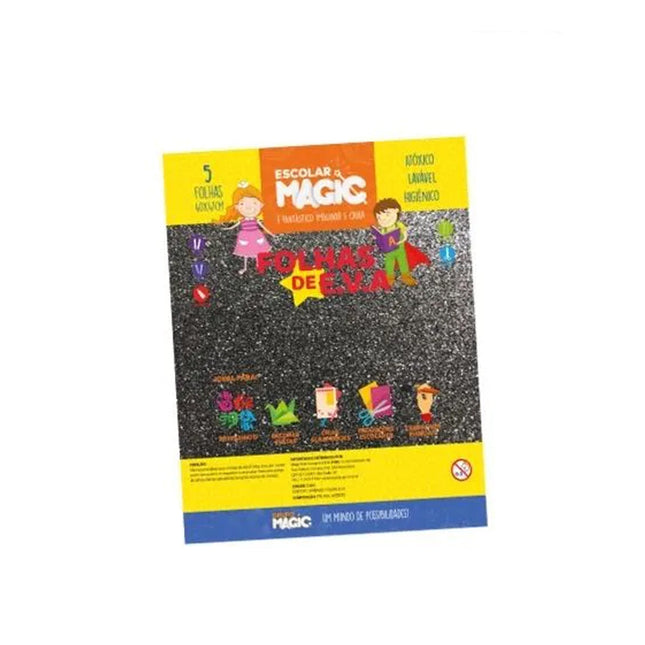 Folha De E.V.A Magic Eva Glitter Tam.40X47 Com 05 Cor Preto -  1915
