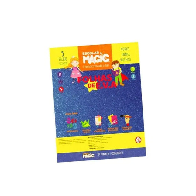 Folha De E.V.A Magic Eva Glitter Tam.40X47 Com 05 Cor Prata -  1916