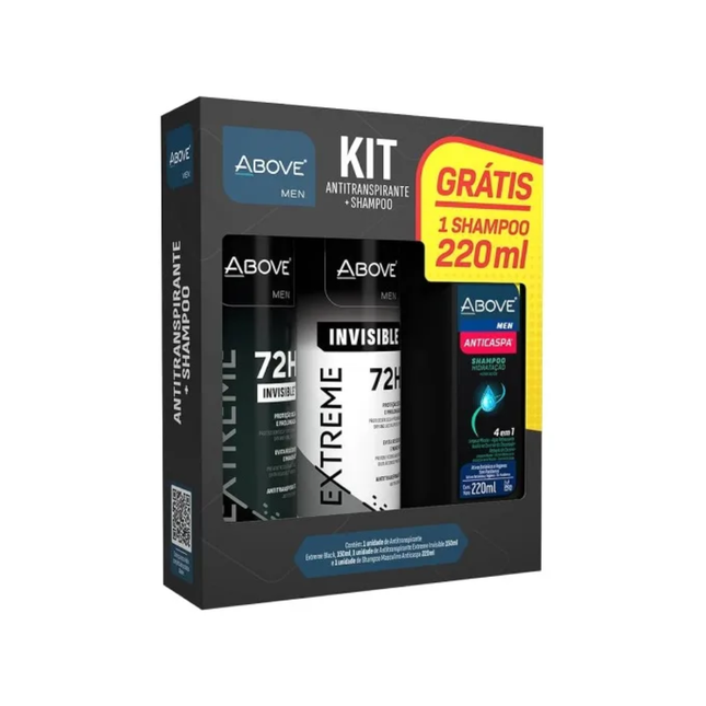 Kit Des.Aerosol Above 150ml/90g Extreme Black E Invisible + Gratis Shampoo Above Anticaspa 220ml - 610470