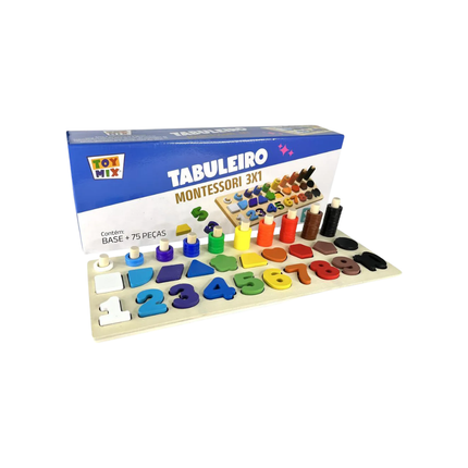 Tabuleiro Montessori 3X1 MDF - 03363999