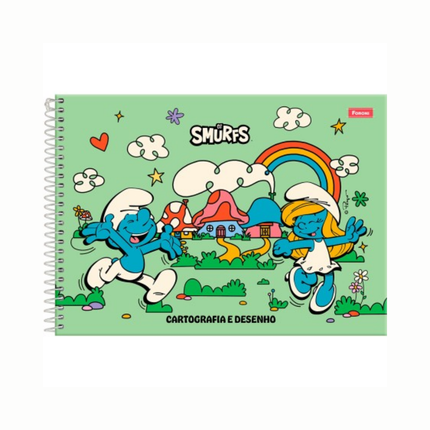 Caderno Foroni Cartografia Com D 80FLS Smurf Com 01 Unidade - 3391794