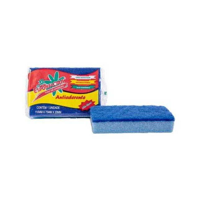 Esponja Louca Azul Antiaderente Com 01 Unidade Esponflora - 616