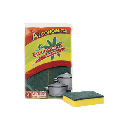 Esponja Louca A Economica Com 04 Unidades Esponflora - 629