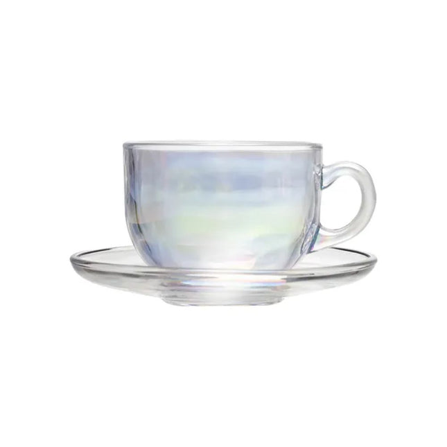 Xicara De Cha Com Pires Nice De Vidro 150ml Rainbow Lyor - 220854