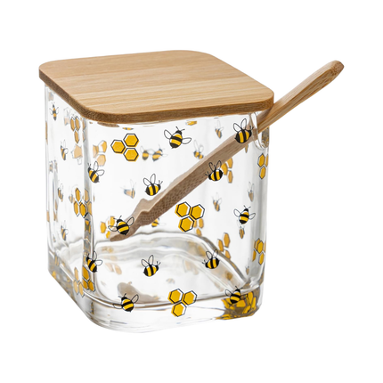 Acucareiro Com Tampa E Colher De Bambu New Bug 8X9,5cm Vidro Lyor - 221417
