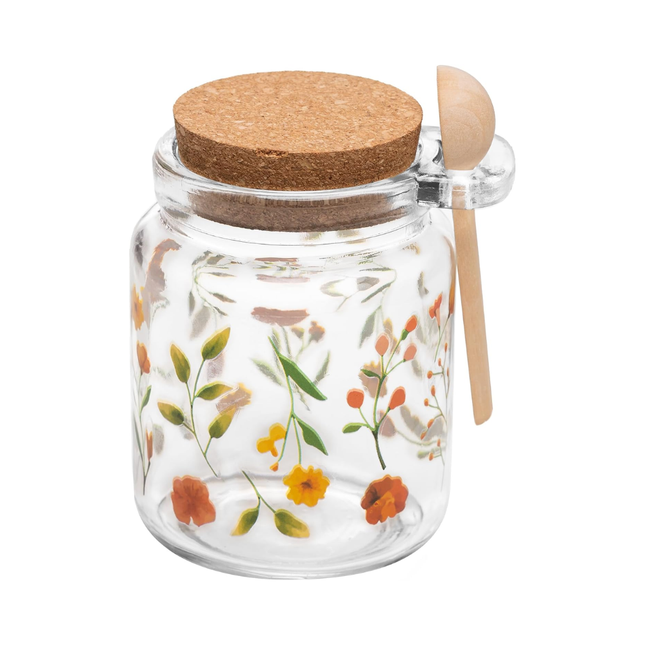 Pote Redondo Com Tampa E Colher Encanto 310ml Vidro Lyor - 221836