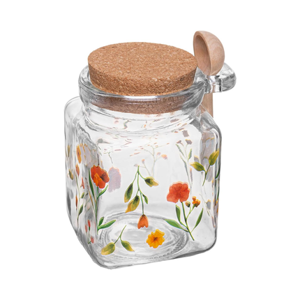Pote Quadrado Com Tampa E Colher Encanto 260ml Vidro Lyor - 221839