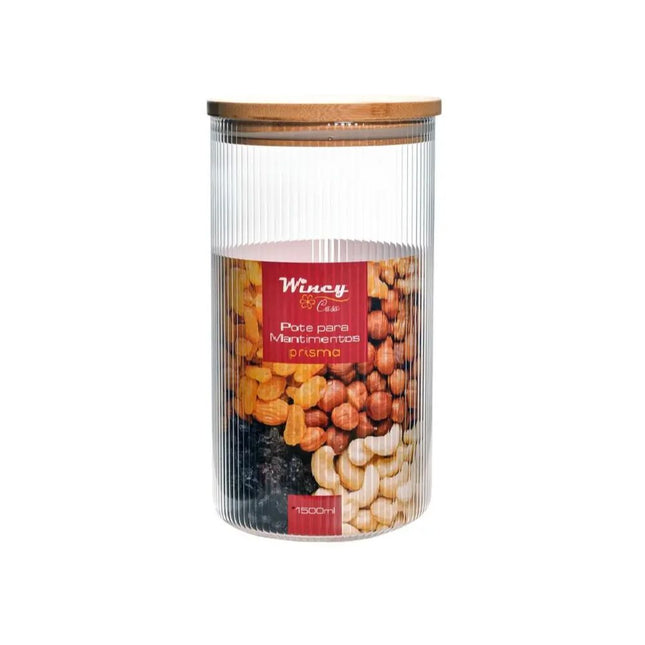 Pote Prisma Vidro Bambu 1,5l - VDA04192
