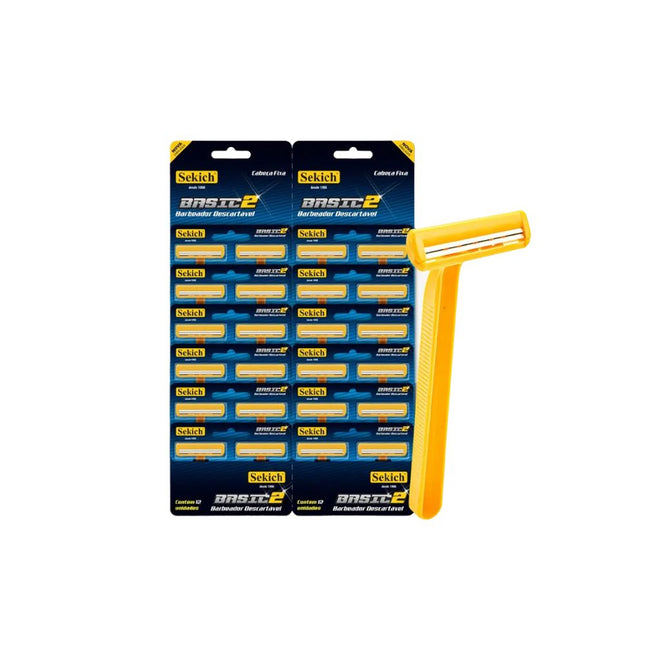 Aparelho De Barbear Sekich Twin Basic 2 Cartela Com 24 Unidades