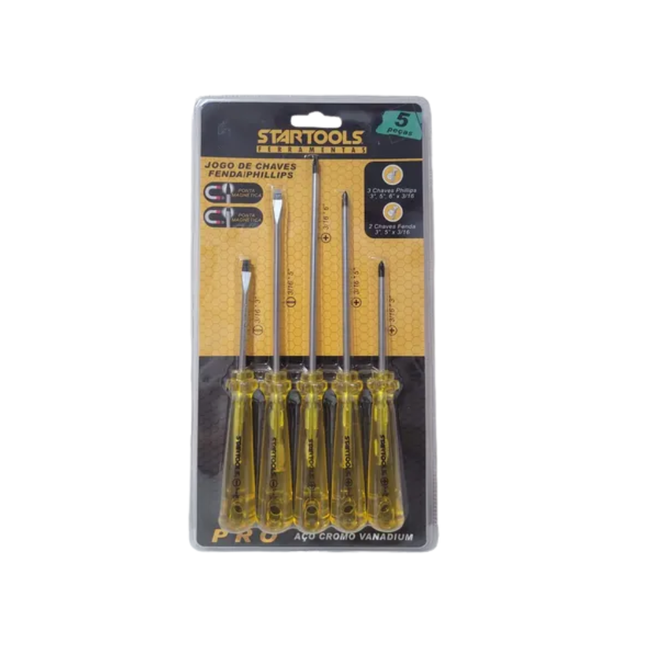 Jogo De Chaves Fenda Com 05 Unidades Pcs - AR0011