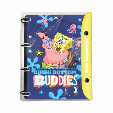 Caderno Argolado Univ.Cristal 192FLS Dac Fechamento Em Botao Bob Esponja - 5463